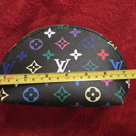 Luxury-Inspired Black Multicolor Monogram Cosmetic Pouch Trio - Picture 6 of 9